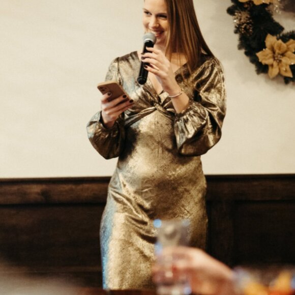 Shimmer Gold Midi Dress - Picture 1 of 2